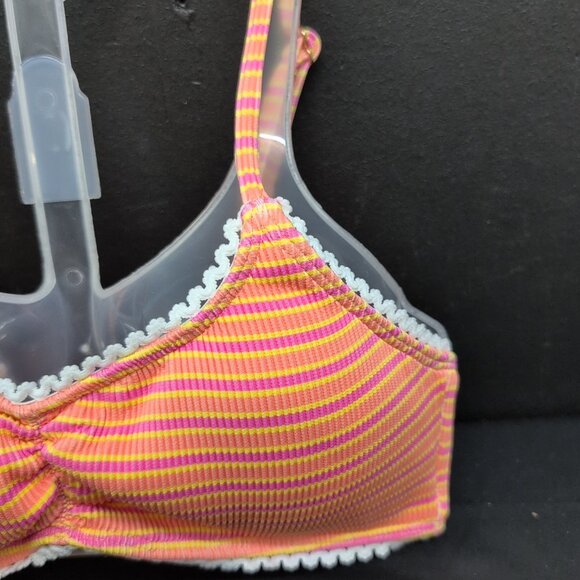 Honey Ribbed Laced Seamless Stripped Bralette Top Bra Size Small Milo - Picture 5 of 12